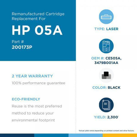 JSS Remanufactured Toner Cartridge for HP CE505A (HP 05A) - Janitorial Superstore