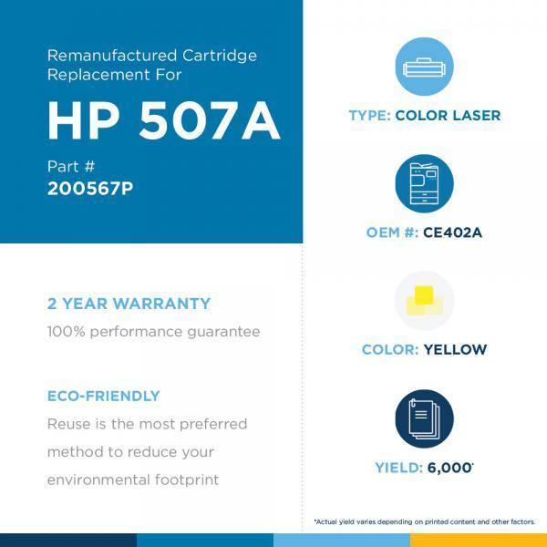 JSS Remanufactured Yellow Toner Cartridge for HP CE402A (HP 507A) - Janitorial Superstore