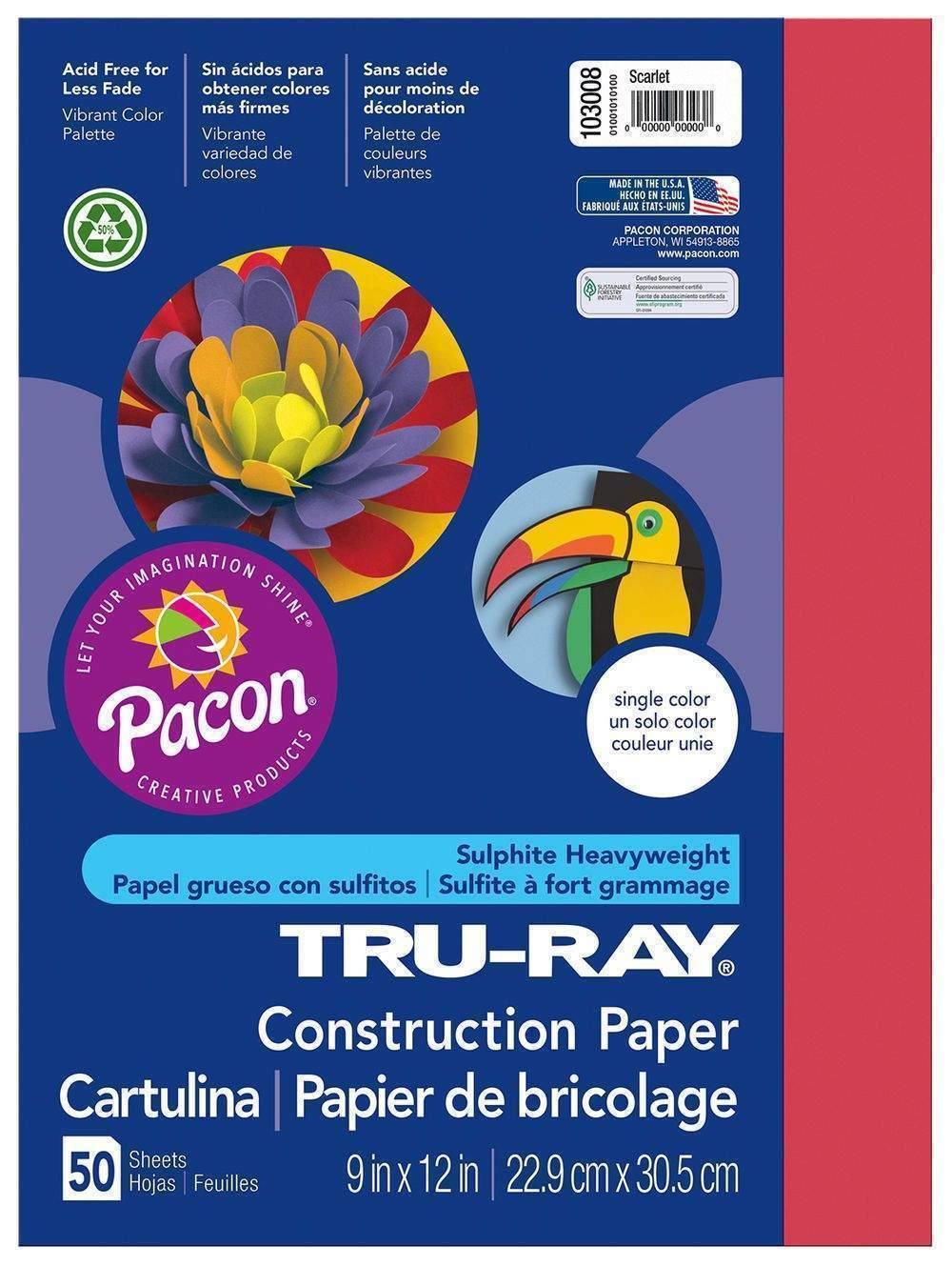 Construction Paper (103008), 76 lbs., 9 x 12, Scarlet, 50 Sheets/Pack - Janitorial Superstore
