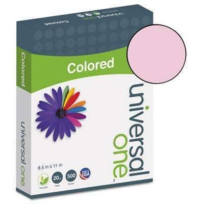 Universal Colored Paper, 20lb, 8-1/2 x 11, Pink, 500 Sheets/Ream - Janitorial Superstore